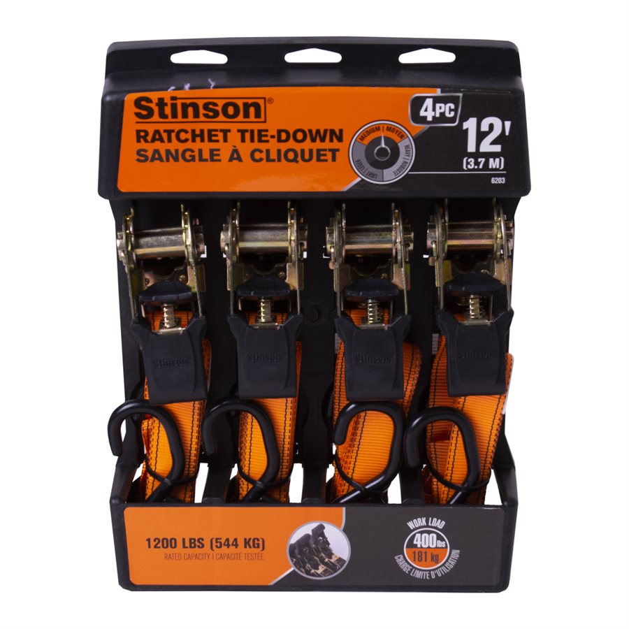 Stinson Ratchet Tie Down Strap - 4 pack